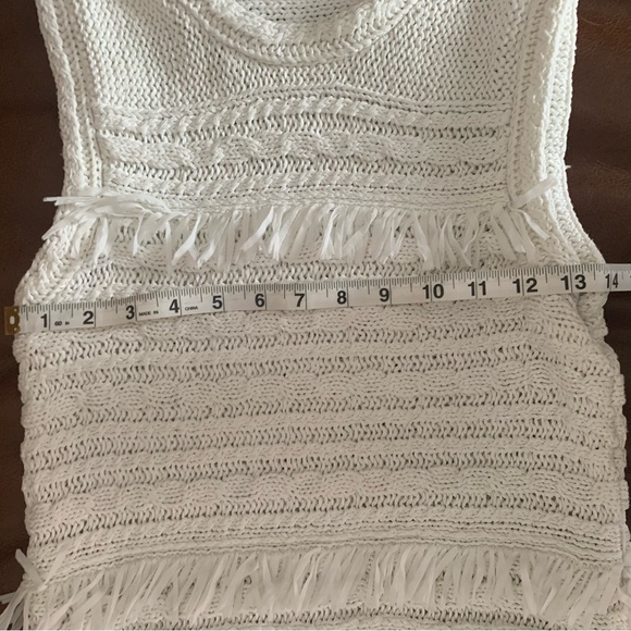Club Monaco Cream Beige White Fringe Tank Top/Cami | Resort/Beach - Small - Picture 4 of 7